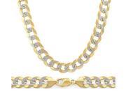 14k Gold Necklace Pave Cuban Chain Multi Tone Yellow White Link 6mm 24 inch