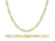14k White and Yellow Gold Bracelet Solid Figaro Link 2.5mm 7 inches