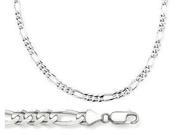 Solid 14k White Gold Figaro Link Bracelet 4mm 7.5 inches