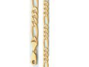 Solid 14k Yellow Gold Bracelet Pave Figaro Link 4.6mm 8 inches