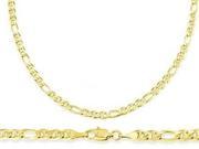 Figaro 14k Yellow Gold Bracelet Gucci Link Solid 3.2mm 7 inches