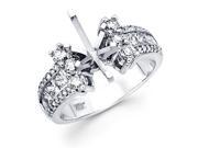 Semi Mount Diamond Engagement Ring 14k White Gold Channel Pave Setting
