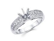 Semi Mount Pave Set Engagement Diamond Ring 18k White Gold 1 3 Carat
