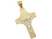 Cross Crucifix Pendant 14k White Yellow Gold Jesus Charm 1.75 inch