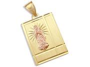 Virgin Mary Plate Pendant 14k Yellow and Rose Gold Solid Charm