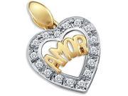 AMOR Love Heart Pendant CZ Cubic Zirconia 14k Yellow White Gold Charm