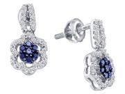 Aqua Blue Diamond Dangle Earrings 10k White Gold 1 3 Carat