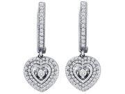 Heart Dangle Diamond Earrings 10k White Gold 3 4 Carat
