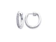 Diamond Hoop Earrings 14k White Gold Pave Classic Dome 0.57 Carat