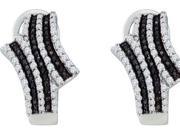 Black White Diamond Hoop Earrings 10k White Gold Fashion 0.94 CTW