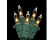 Set of 50 Clear Mini Christmas Lights Green Wire