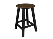 Pack of 2 Recycled Earth Friendly Bar Stools Teak Brown w Black Frame 24.25