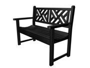 48 Recycled Chippendale Outdoor Patio Garden Bench Black