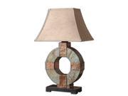 29 Hand Carved Slate and Hammered Copper Indoor Outdoor Table Lamp
