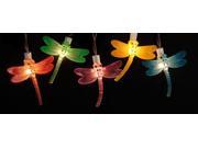 Set of 10 Battery Operated LED Dragonfly Garden Patio Umbrella Lights with Timer
