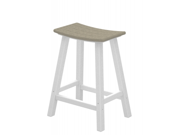24.75 Recycled Earth Friendly Curved Outdoor Bar Stool Sand With White Frame