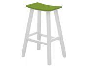 30 Recycled Earth Friendly Curved Outdoor Bar Stool Lime with White Frame