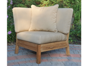 35 Natural Teak Deep Seating Outdoor Patio Sectional Corner with Beige Cushions