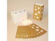 Pack of 12 Battery Operated LED Flameless Tea Candles Gold Stars Luminaria Kit
