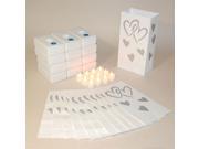 Pack of 12 Battery Operated LED Flameless Tea Candles Hearts Luminaria Kit