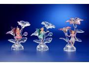 Pack of 6 Icy Crystal Illuminated Decorative Fairy with Flower Figurines 6