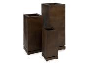 Set of 3 Textured Brown Adjustable Planters with Subtle Geometric Patterns 42