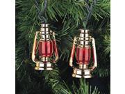 Set of 10 Nautical Red Prospector Lantern Christmas Lights Green Wire