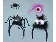 Pack of 6 Spider Eyeball with Feathers Wacky Halloween Costume Headbands 8