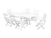 Recycled Earth Friendly 7 Piece Patio Dining Set White with White Sling