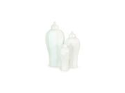 Set of 3 White Cottage Style Finial Lidded Ceramic Containers