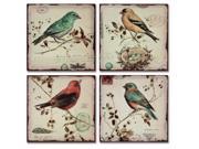 Pack of 4 Multi Colored Bird Canvas Wall Hangings Wall Art Decor 10