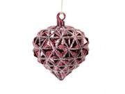 3.25 Rose Blush Glittered Onion Shaped Glass Christmas Ornament