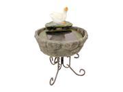 19 Solar Powered Rustic Cobblestone Duck Outdoor Garden Water Fountain