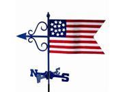 24 Handcrafted Red White and Blue Patriotic American Flag Outdoor Weathervane with Roof Mount