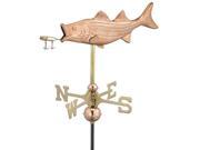 17 Handcrafted Polished Copper Bass with Lure Outdoor Weathervane with Garden Pole