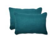 Set of 2 Pillow Perfect Tidal Teal Outdoor Over sized Corded Throw Pillows 24.5