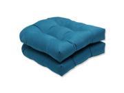 Set of 2 Sunbrella Blue Utterly Pearsanta Outdoor Wicker Seat Cushions 19