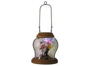 7 LED Lighted Solar Powered Outdoor Garden Lantern with Flowers