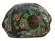 7 LED Lighted Solar Powered Turtle and Flowers Outdoor Garden Stone