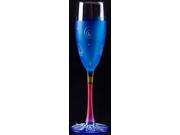 Set of 2 Turquoise White Hand Painted Champagne Drinking Glasses 5.75 Oz.