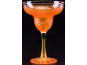 Set of 2 Orange White Hand Painted Margarita Drinking Glasses 12 Ounces