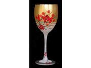 Set of 2 Berries and Branches Hand Painted Wine Drinking Glasses 10.5 Ounces
