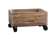 24 Blake Gray Washed Reclaimed Wood Rolling Crate Storage Box