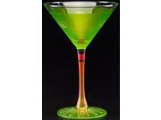 Set of 2 Light Green White Hand Painted Martini Drinking Glasses 7.5 Ounces