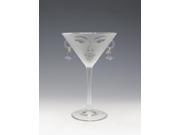 Set of 2 Flora Etched Face with Earrings Martini Drinking Glasses 7.25 Oz.