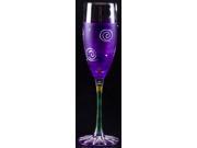 Set of 2 Purple White Hand Painted Champagne Drinking Glasses 5.75 Oz.