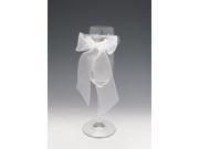 Set of 2 Jolie Champagne Toasting Flute Glasses with Solid White Bows 8 Oz.