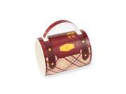 5 Fashion Avenue Burgundy Red and Beige Tartan Plaid Print Ceramic Handbag Mug