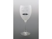 Set of 2 Winston Etched Face Wine Glasses with Black Mustache 10.5 Oz.