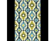 2 x 3 Aztec Harmony Maui Blue and Lily Pad Green Hand Hooked Area Throw Rug